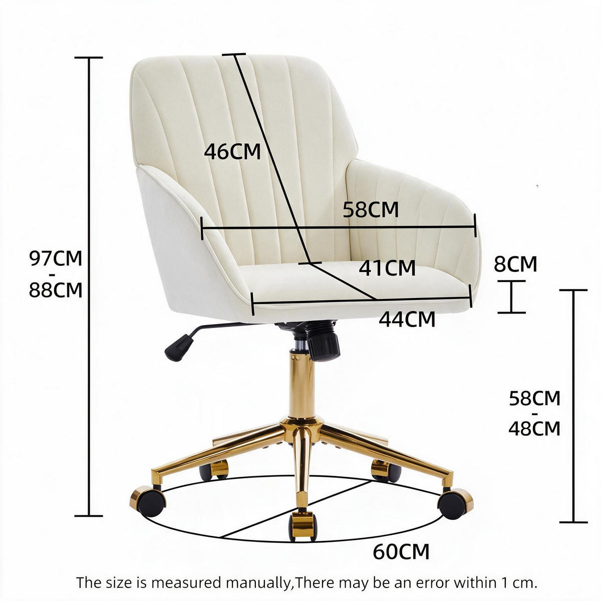 DREHSTUHL DE-41005 mit Rückenlehne höhenverstellbar Weiß - Weiß, Metall (60/97/60cm) - ComfortXL