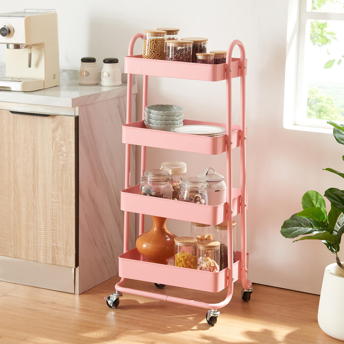 SERVIERWAGEN Pyhäntä - Pink, Metall (46/103.5/35cm) - [en.casa]