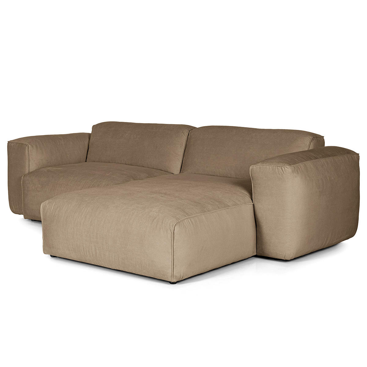 1,5-SITZER ECKSOFA mit Longchair - Taupe/Schwarz, Kunststoff/Textil (260/173cm) - home24