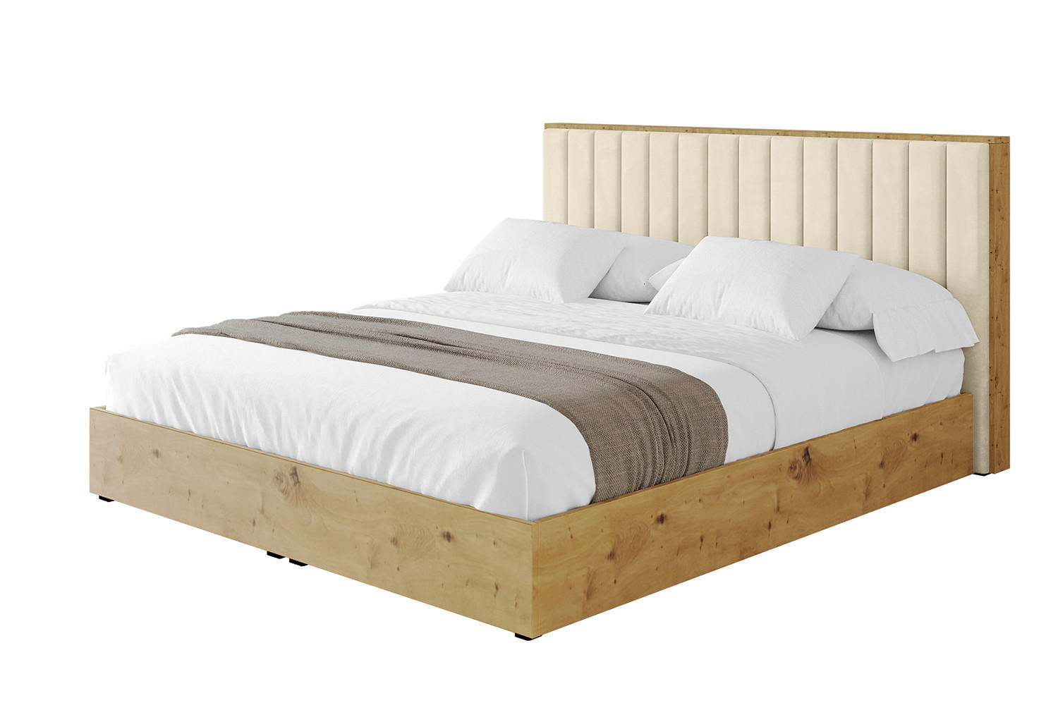 POLSTERBETT mit Bettkasten und Lattenrost, Bett mit Matratze H3/H4 - ENZO4 140x200 Beige - Ecru, Holzwerkstoff/Textil (140/200cm) - ALTDECOR