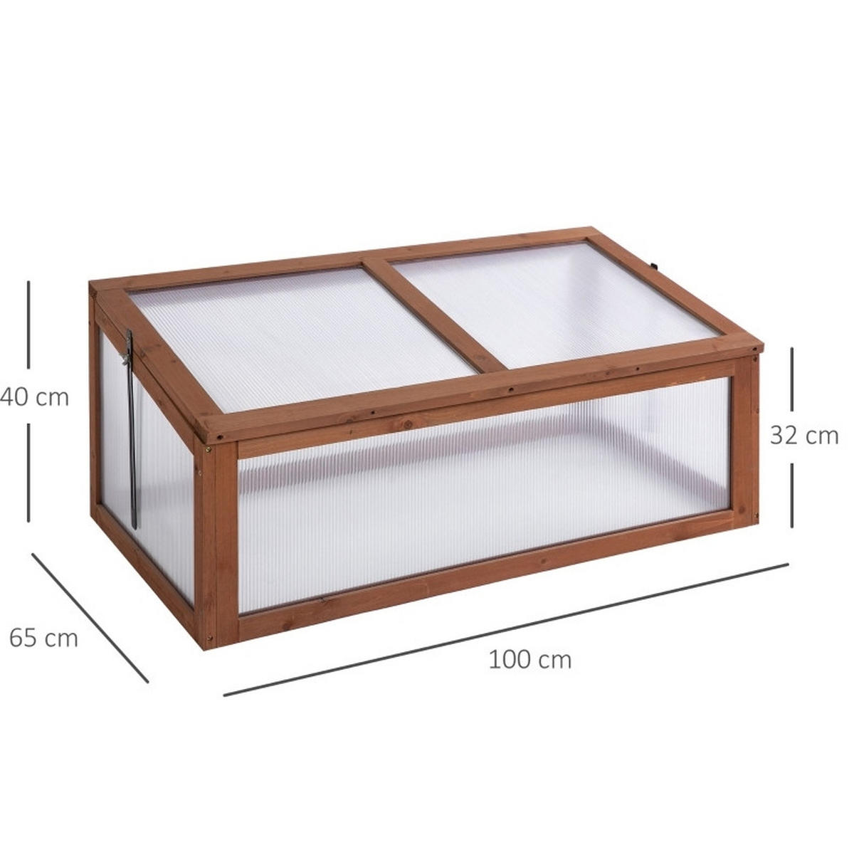 GEWÄCHSHAUS aus Holz 100x65x40 cm in Braun mit aufklappbarer Abdeckung - Braun, Holz (65/40/100cm) - Modfu