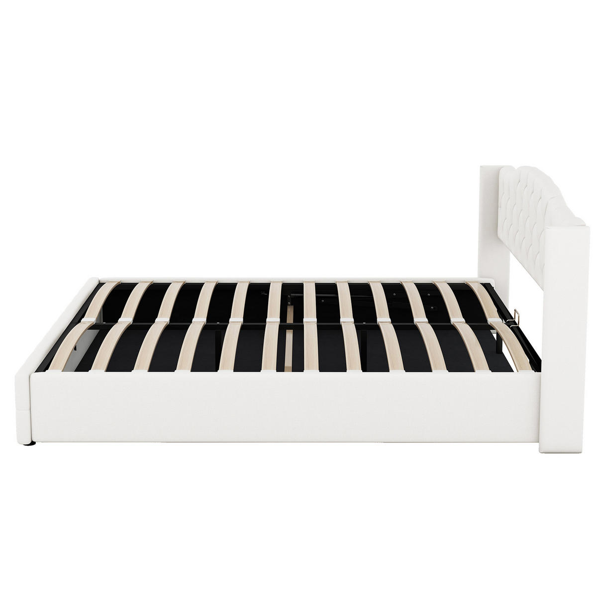BETT mit Bettkasten 180x200 cm Beige - Beige, Metall (180/200cm) - Meubliv
