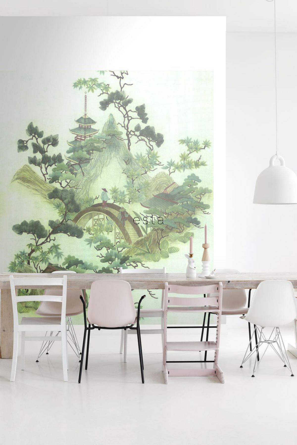 FOTOTAPETE Chinoiserien 232.5 x 279 cm - Grün, Papier (232.5/279cm) - ESTAhome