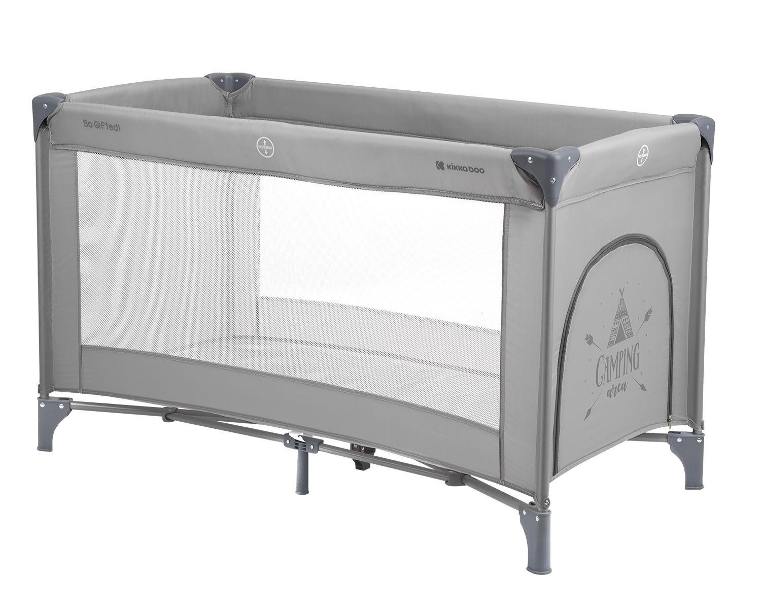 REISEBETT so gifted dunkelgrau weiche Matratzenauflage, Seiteneingang - Grau, Metall (60/120cm) - Kikka boo