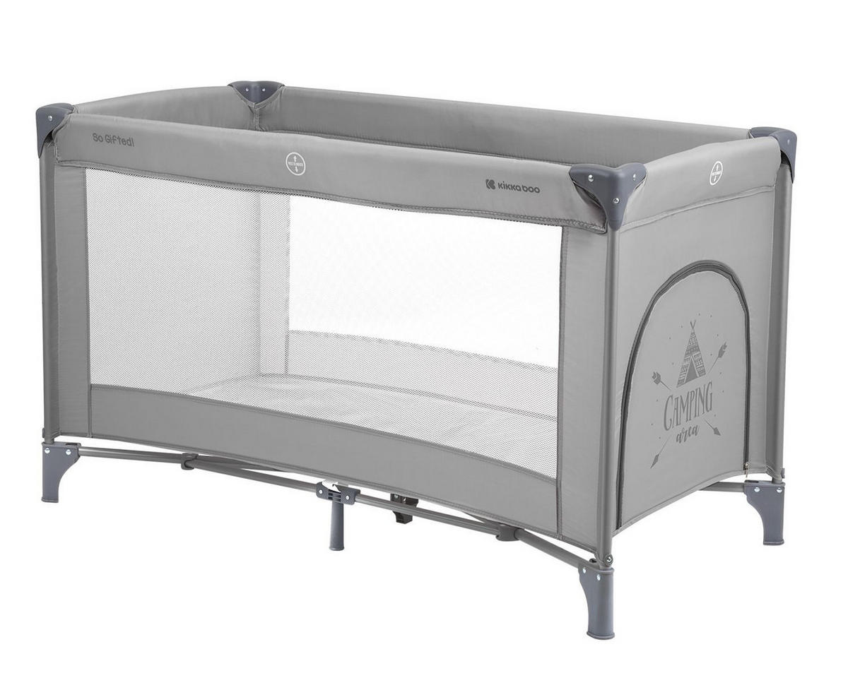 REISEBETT so gifted dunkelgrau weiche Matratzenauflage, Seiteneingang - Grau, Metall (60/120cm) - Kikka boo
