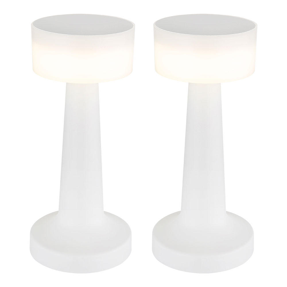 LED TISCHLEUCHTE Angelika Weiß 2er Set - Weiß, Kunststoff (9.5/9.5/21.5cm) - Globo Lighting