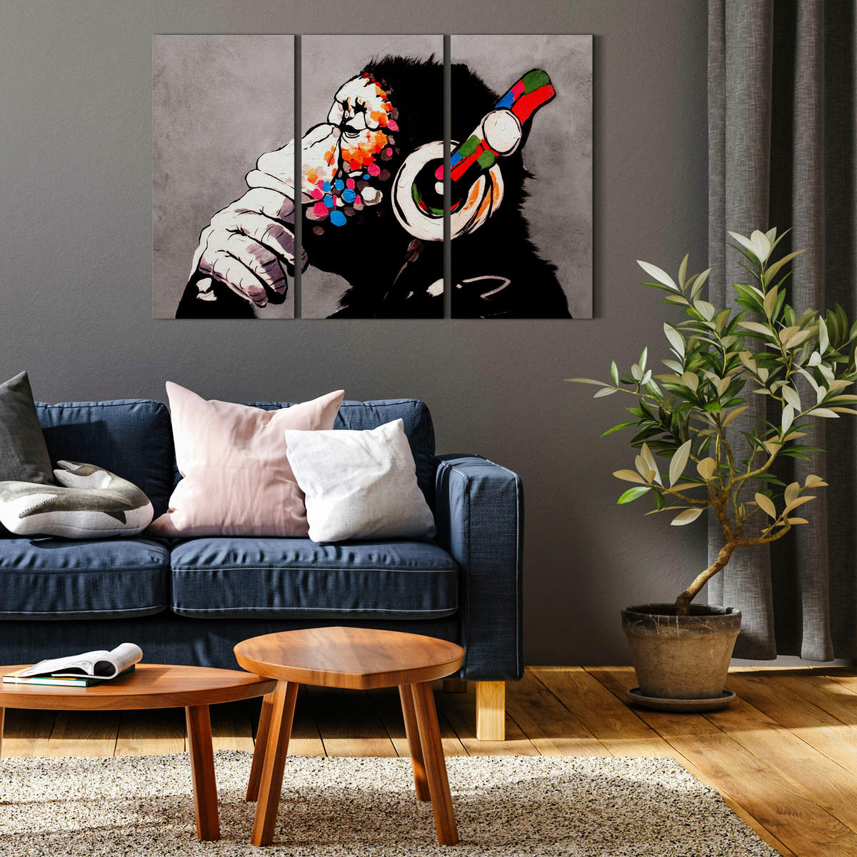 LEINWANDBILD 3-tlg. 120x80 cm - Multicolor, Holz (120/80cm) - LUMASOUL