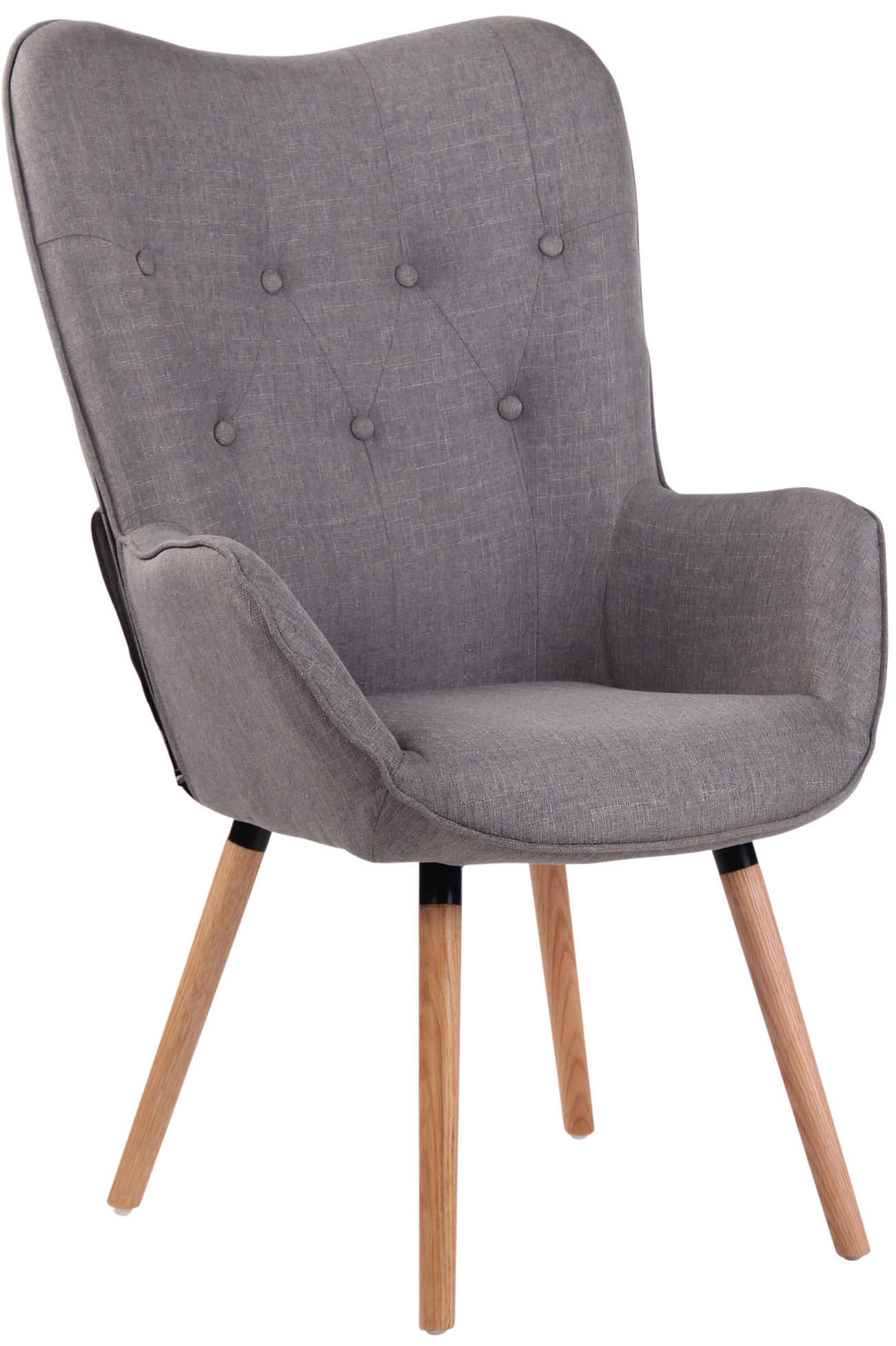 SESSEL Stoff grau - Eukalyptusholzfarben/Grau, Holz/Textil (69/108/73cm) - CLP