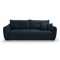 BETTSOFA MODA Blau Chenille-Stoff mit Schlaffunktion - Dunkelblau, Holz (245/86/110cm) - MASSENO