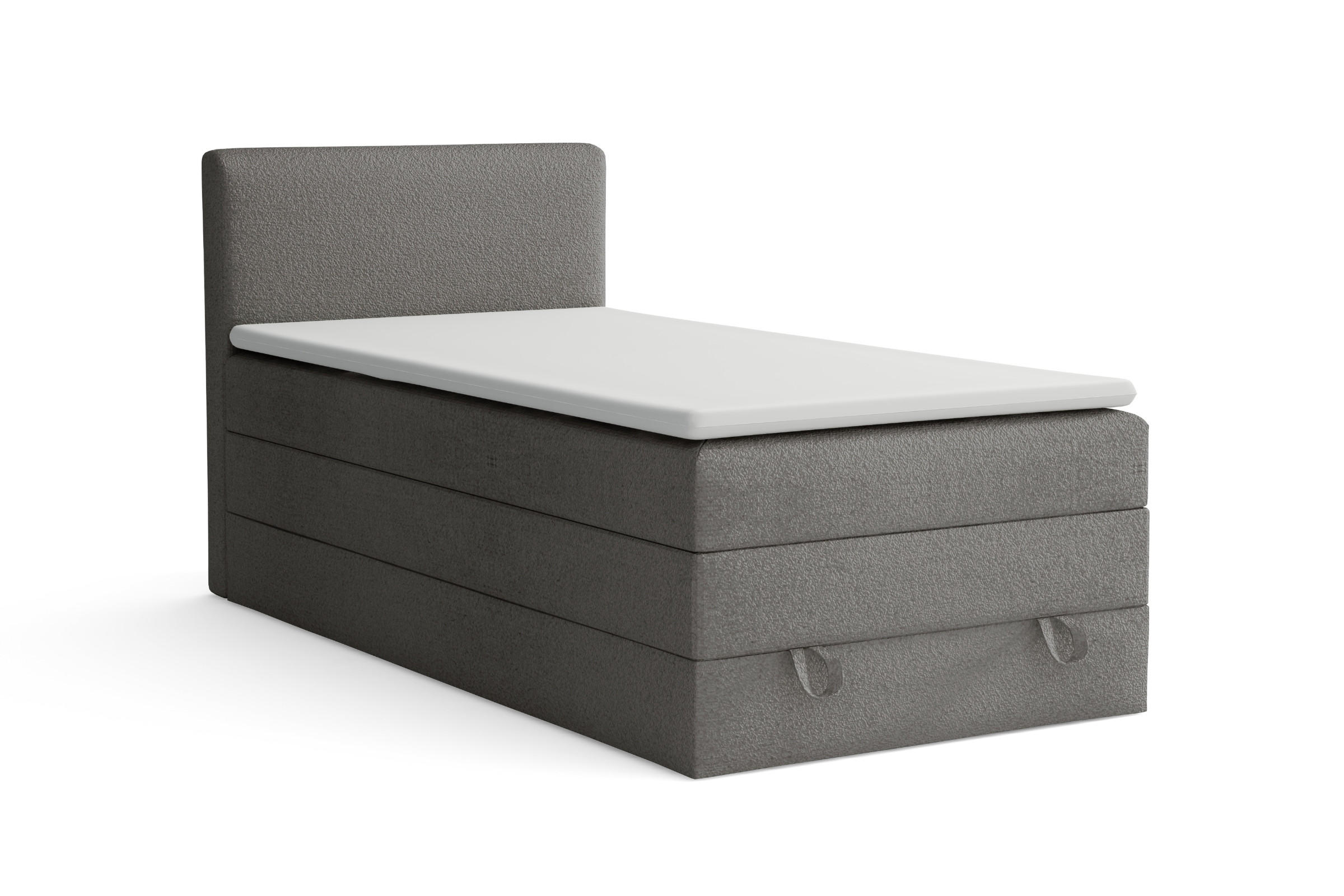 BOXBETT JUNG LUX 90/200 in Boucle Grau - Dunkelgrau, Holz/Holzwerkstoff (90/200cm) - Deine Möbel 24