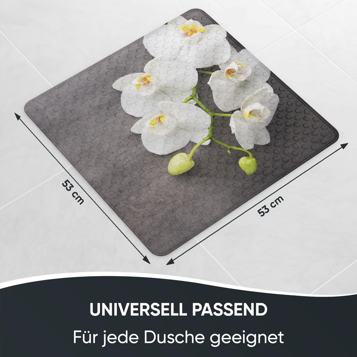 BADEMATTE Pretty - Grau, Kunststoff (53/53cm) - Sanilo