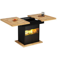 AUSZIEHBARER ESSTISCH mit Stauraum 110-140 x 80 cm Schwarz - Schwarz, Metall (110/80/76cm) - Meubliv