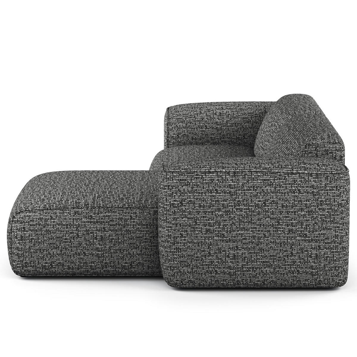 1,5-SITZER ECKSOFA mit Longchair - Schwarz/Grau, Kunststoff/Textil (260/173cm) - home24