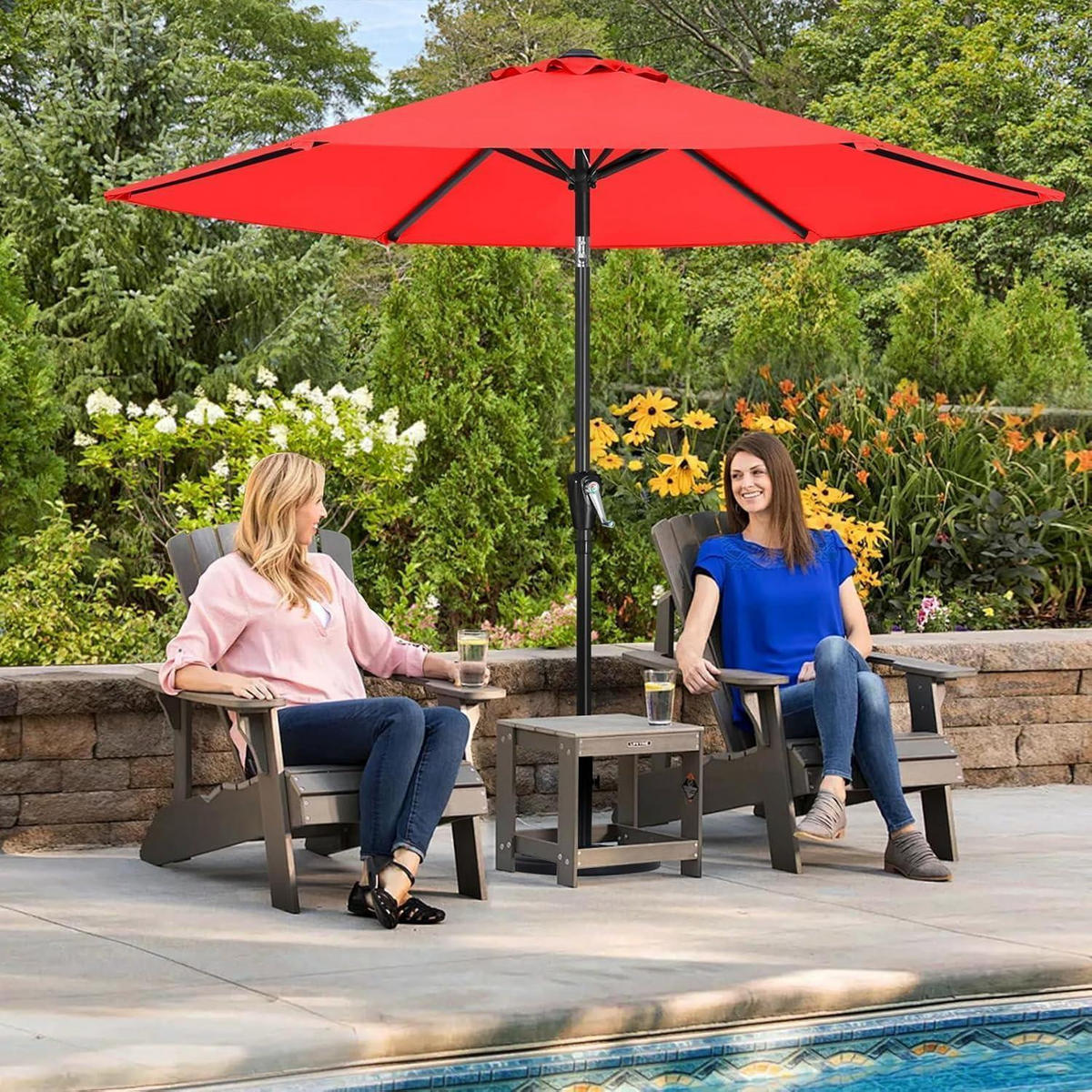 SONNENSCHIRM 230 cm Rot Wasserabweisend - Rot, Textil (40/295cm)