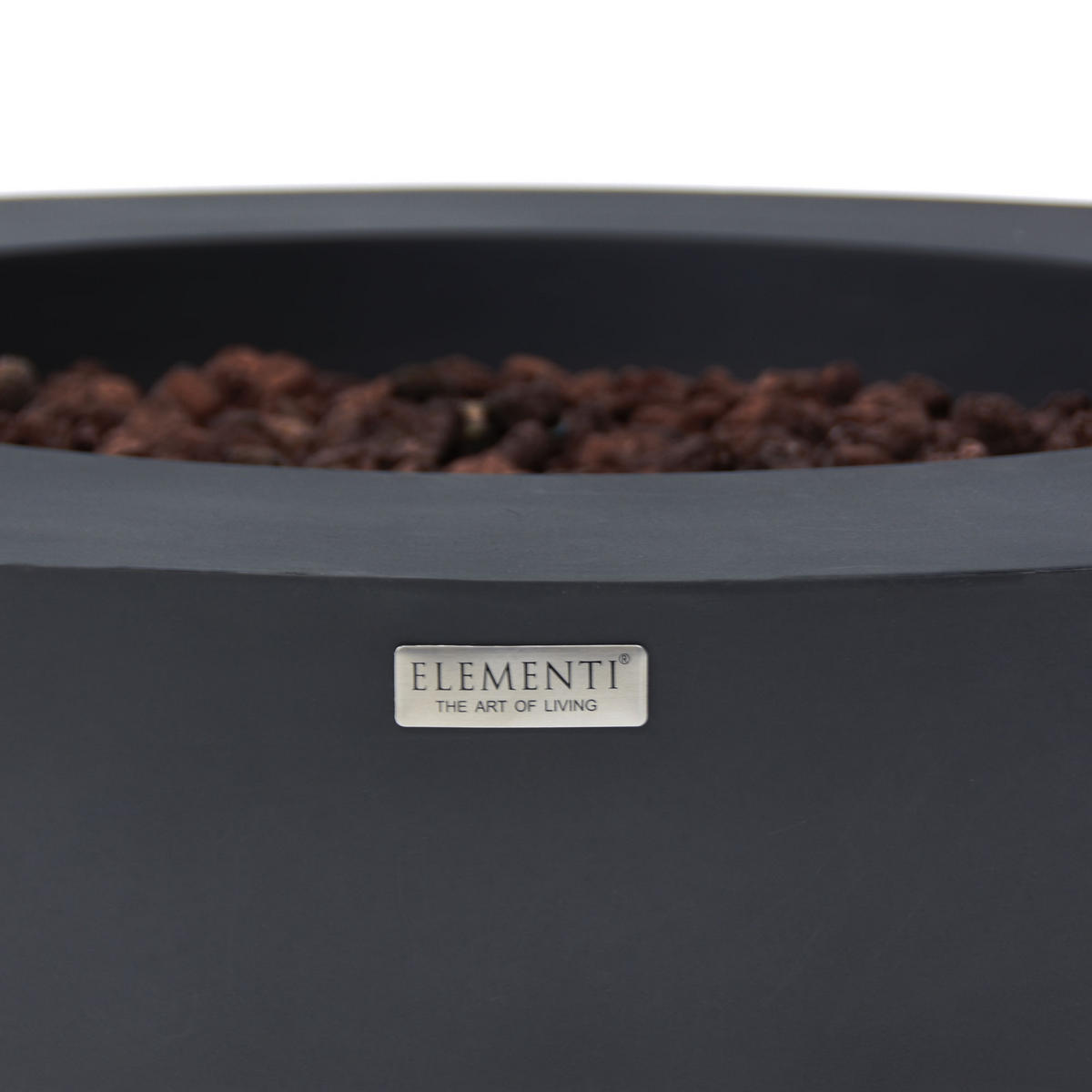 FEUERTISCH LUNAR BOWL Gasfeuerstelle aus GF-Beton 107/107/40 cm - Dunkelgrau, Naturmaterialien (107/40/107cm) - Elementi