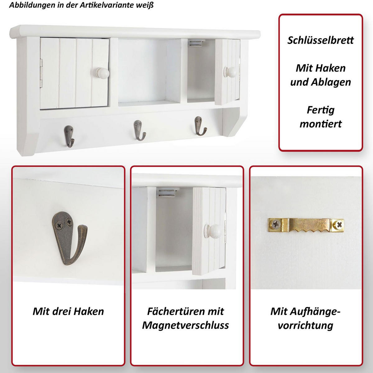 SCHLÜSSELBRETT Anthrazit - Anthrazit, Holz (40/19/8cm) - MCW