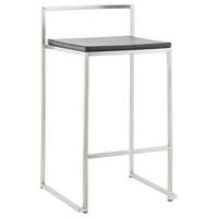 BARHOCKER Kunstleder Stahlrahmen Sitzhöhe 65cm Industrial LEXARIX MINI, Schwarz 44x41x76,5 cm - Silberfarben/Schwarz, Kunststoff/Textil (43/77/41cm) - KADIMA DESIGN