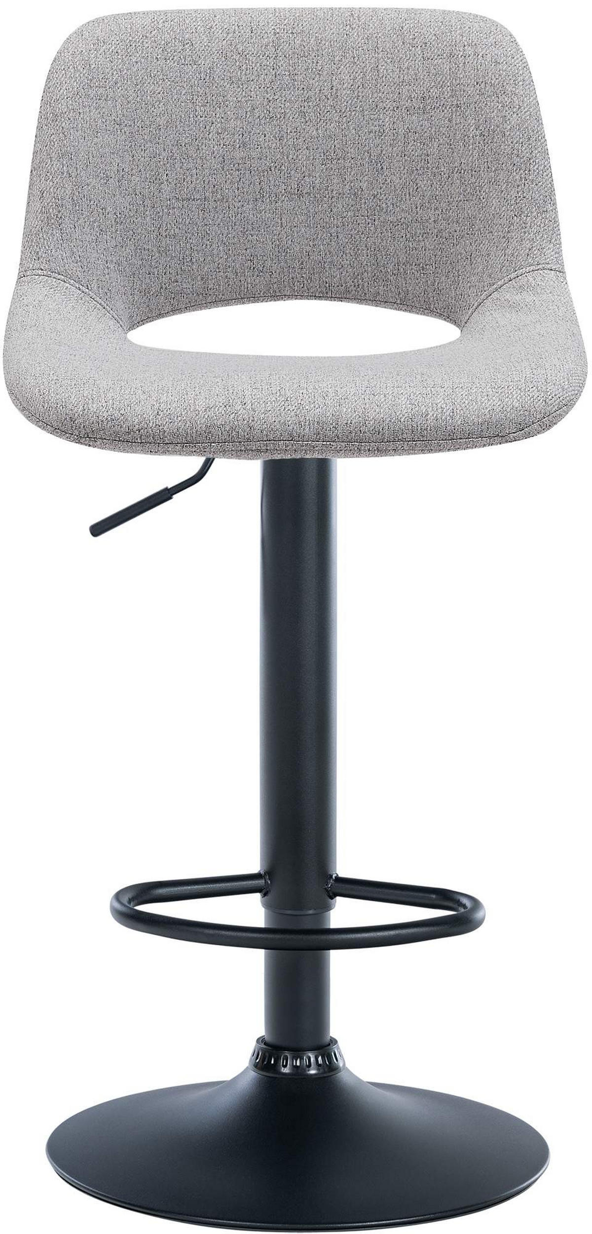 BARHOCKER JAKSON Hellgrau Stoff Schwarz - Hellgrau, Textil/Metall (42/86/46cm) - DELUKE