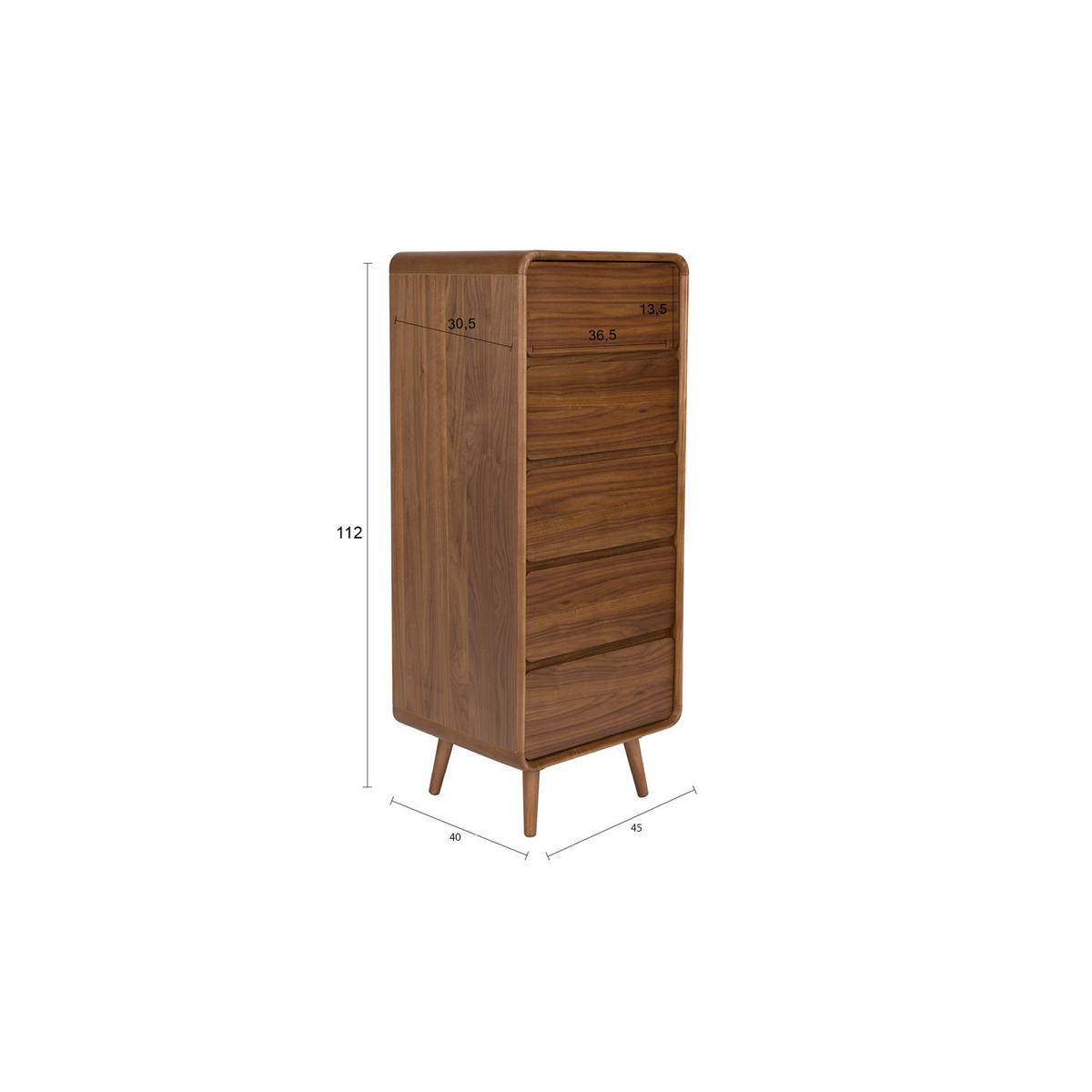 AUFBEWAHRUNGSSCHRANK Rise Walnuss - Braun, Holz (45/112/40cm) - Zuiver