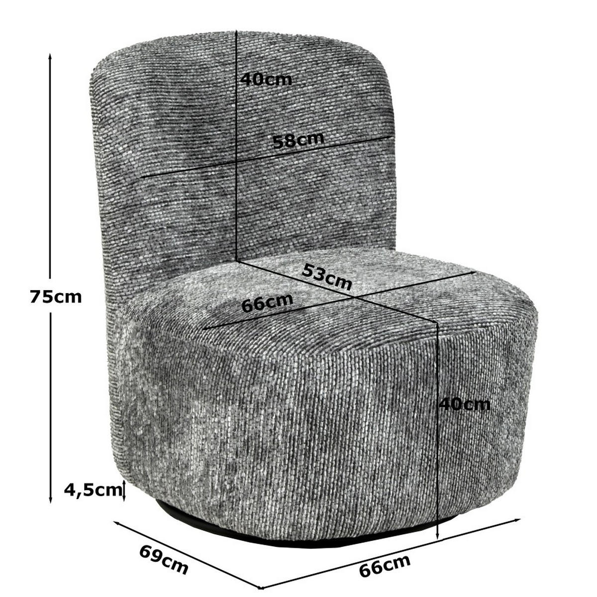 DREHSESSEL Joya für den Wohnbereich, Dunkelgrau - Dunkelgrau, Textil (69/75/66cm) - Weber Industries