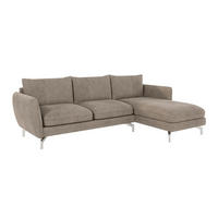 ECKSOFA Elou Dunkelbeige Microfaser - Chromfarben/Beige, Holz/Textil (261/167cm) - S-Style Möbel
