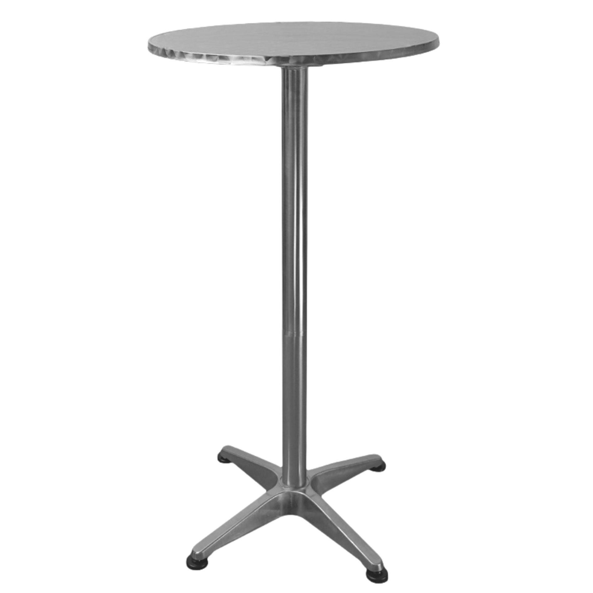 STEHTISCH mit Hussen klappbar HxØ 75-115x60cm MDF-Platte mit Edelstahlbeschichtung Silber - Silberfarben, Metall (115/60/115cm) - CHEFGASTRO