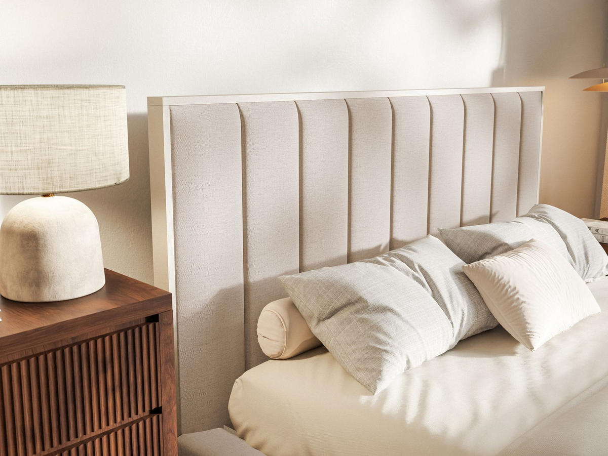 POLSTERBETT Togents Beige mit Chenillebezug, Bettkasten und LED, 160x200 cm - Beige, Textil (160/200cm) - Selsey