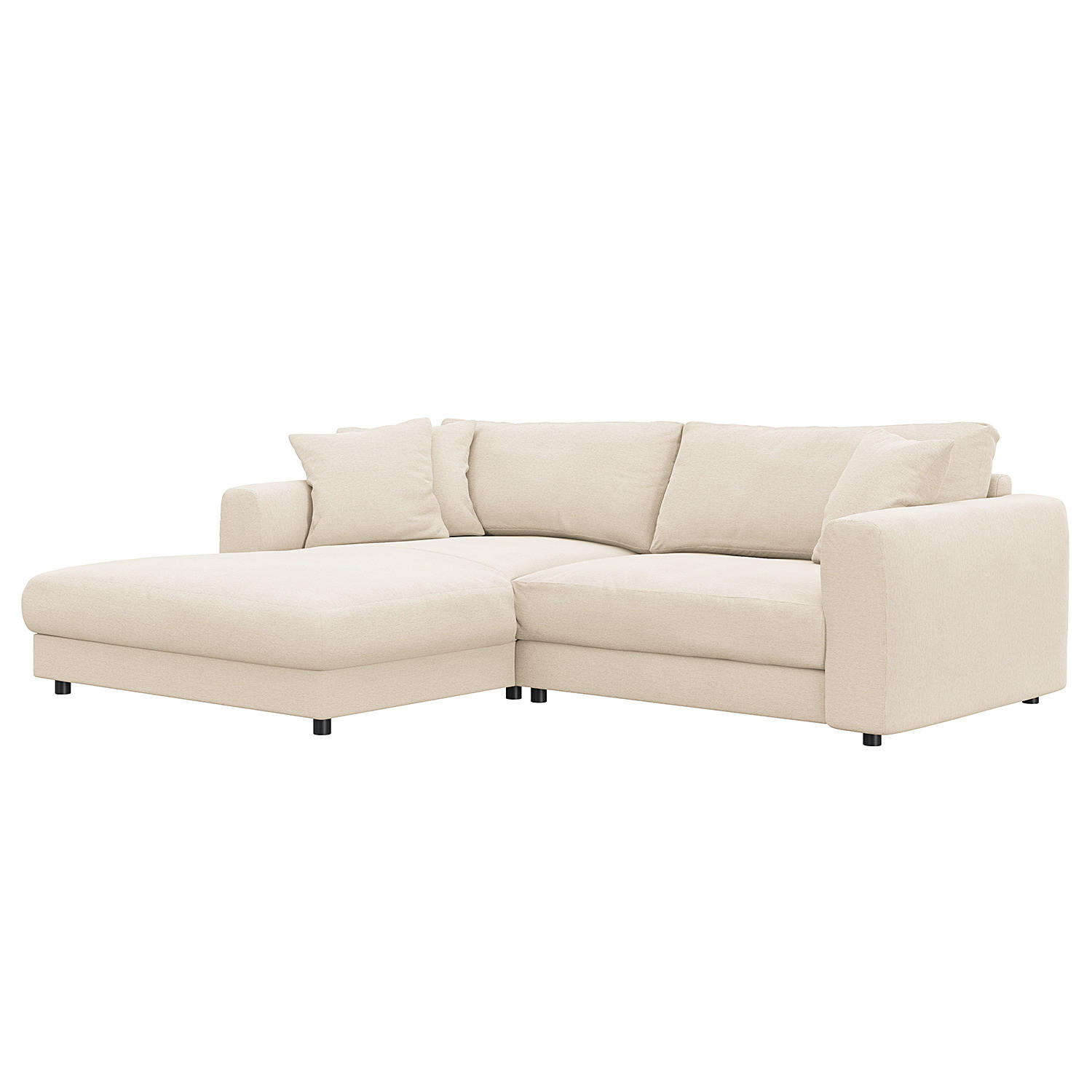 ECKSOFA mit Longchair - Beige/Schwarz, Holz/Kunststoff (238/183cm) - home24