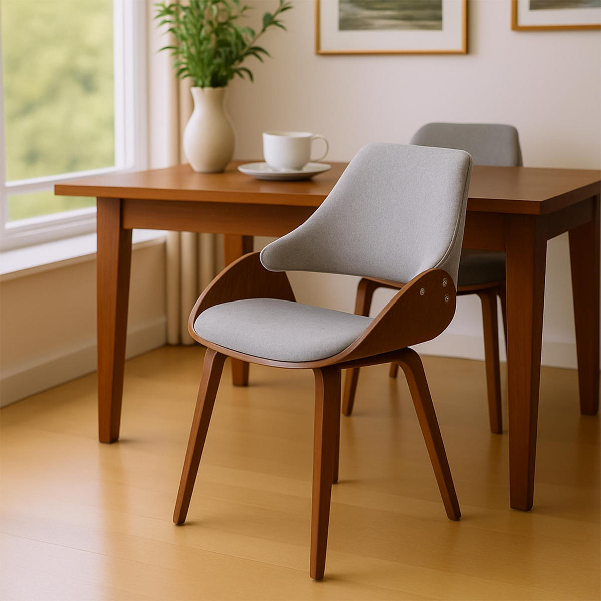 ESSZIMMERSTUHL 2 Stoff Walnuss/Dunkelgrau - Dunkelgrau/Walnussfarben, Holz/Textil (52/86/54cm) - CLP