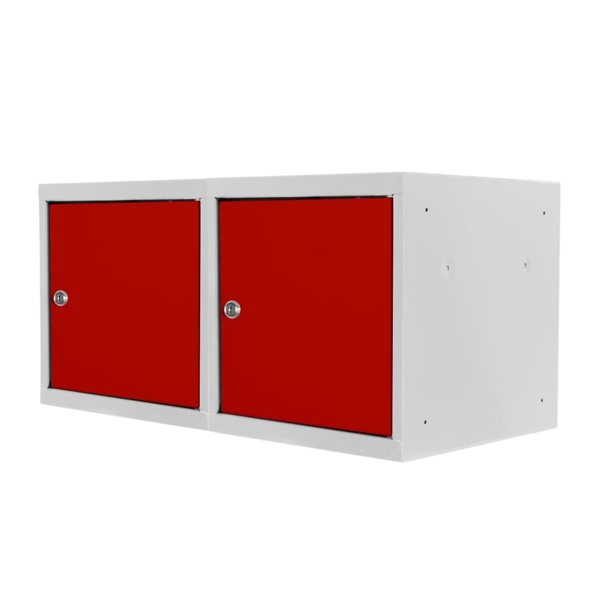 SCHLIESSFACHWÜRFEL 2x Blocky mit Zylinderschloss + 2 Schlüssel 40x40x40cm Lichtgrau/Rot - Rot/Grau, Metall (40/40/40cm) - PROREGAL