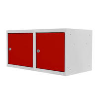 SCHLIESSFACHWÜRFEL 2x Blocky mit Zylinderschloss + 2 Schlüssel 40x40x40cm Lichtgrau/Rot - Rot/Grau, Metall (40/40/40cm) - PROREGAL