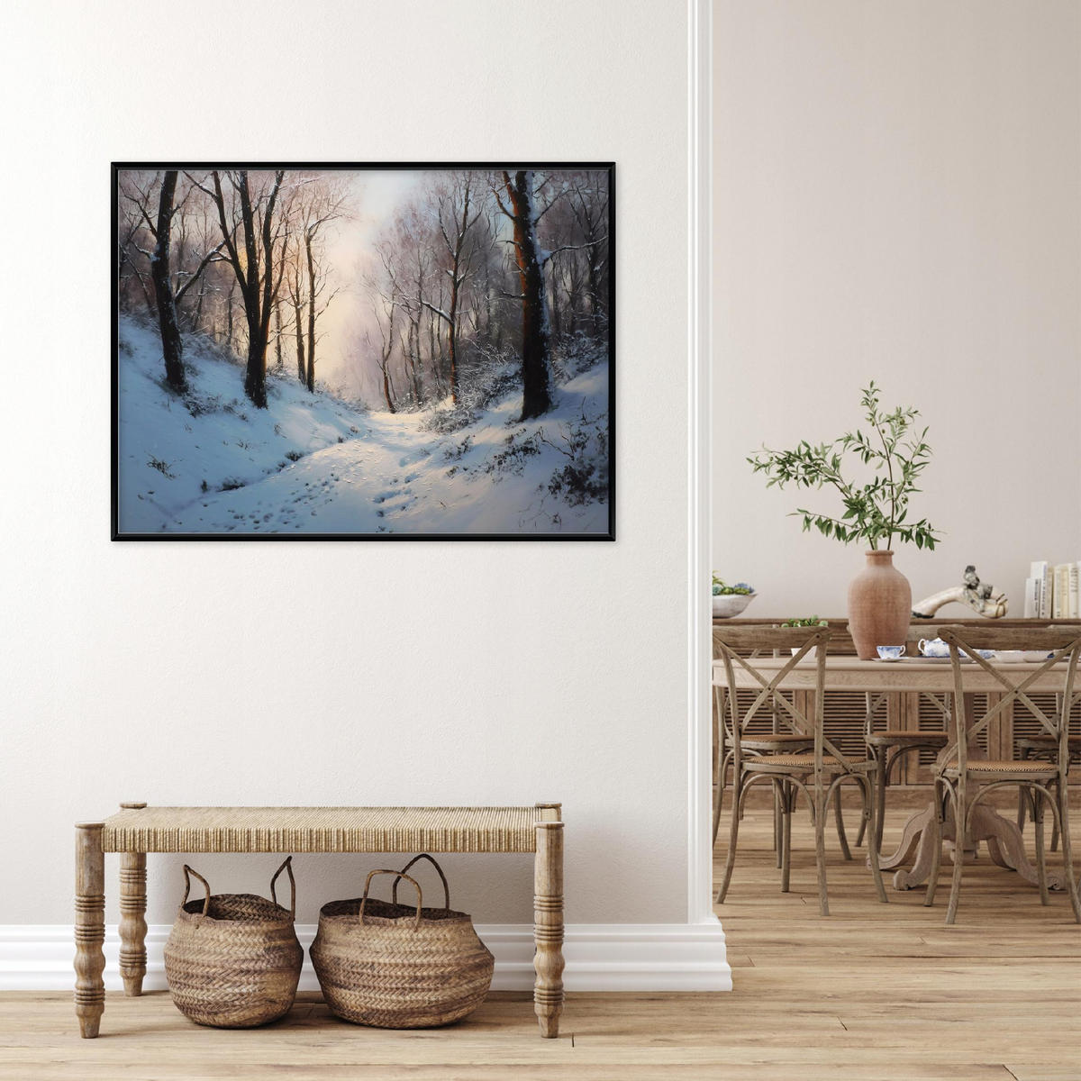 BILDER mit Rahmen Wald Bäume Beige 120x80 cm - Multicolor, Holzwerkstoff (120/80cm) - Wallarena