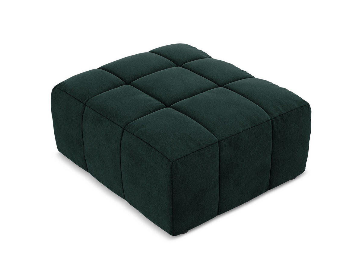 POUF Samt Stoff Grün - Salbeigrün/Schwarz, Holzwerkstoff/Kunststoff (75/41/90cm) - Makamii