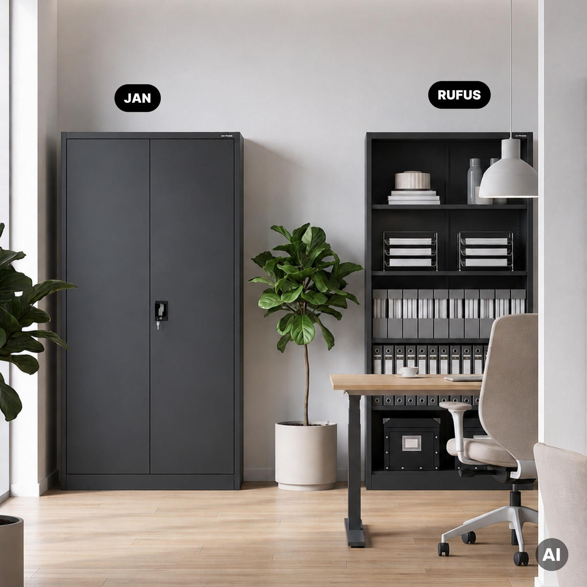 BÜRO-REGAL aus Metall RUFUS 185 × 90 × 45 cm - Anthrazit, Metall (90/185/45cm) - Jan Nowak