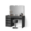 SCHMINKTISCH Imola Anthrazit mit LED Beleuchtung und Hocker - Anthrazit, Holzwerkstoff (120/75/55cm) - Livinity®