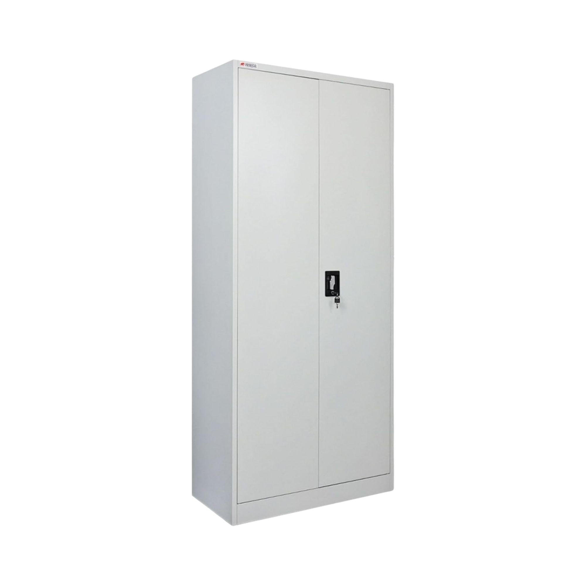 FLÜGELTÜRENSCHRANK Elephant komplett montiert 180x80x40cm 6 Fächern & Kleiderstange Lichtgrau - Hellgrau, Metall (80/180/40cm) - PROREGAL