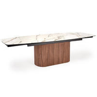 ESSTISCH Flavor weiß Marmor / Nussbaum 200-300 / 100 / 77cm - Nussbaumfarben/Weiß, Holz/Holzwerkstoff (100/300/77cm) - Feldmann-Wohnen