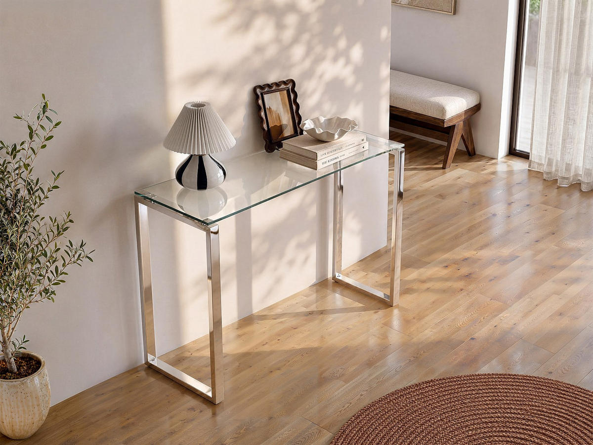 KONSOLENTISCH - Glas - FREYA - Transparent/Silberfarben, Glas (41/120/75cm) - Vente-Unique