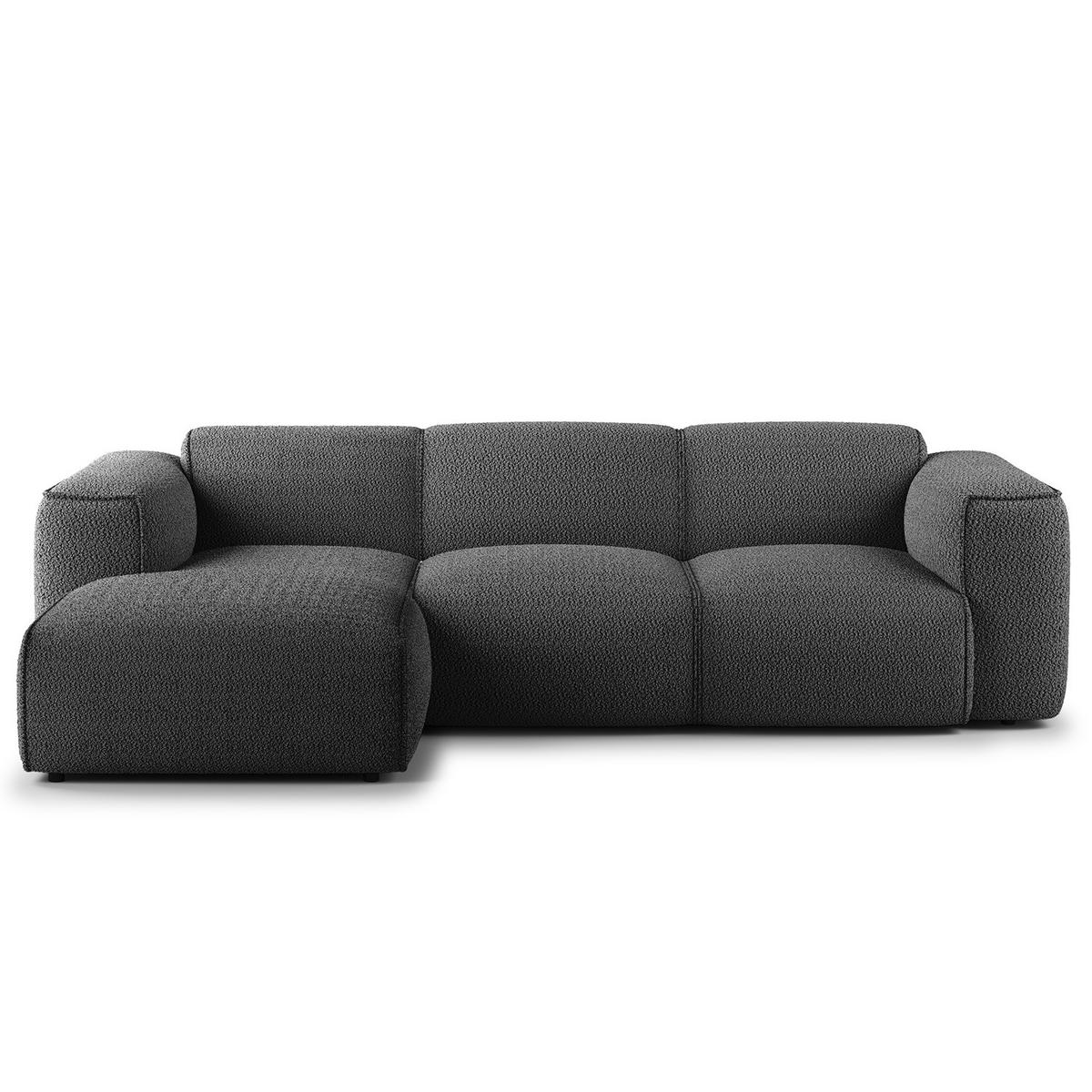 3-SITZER ECKSOFA mit Longchair - Anthrazit/Schwarz, Kunststoff/Textil (251/173cm) - home24