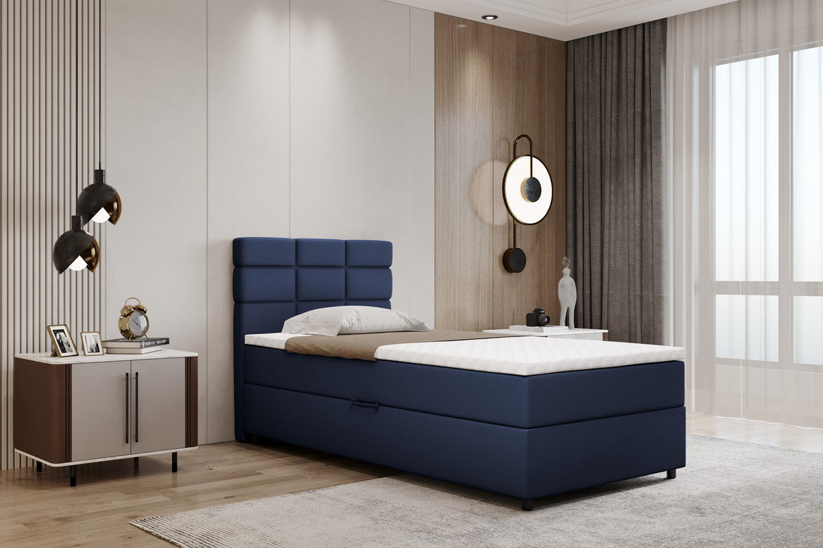 BOXBETT Reve 100 x 200 cm mit Bettkasten und Lattenrost ohne matratze - dunkelblau - Dunkelblau, Holz (100/200cm) - Homesy