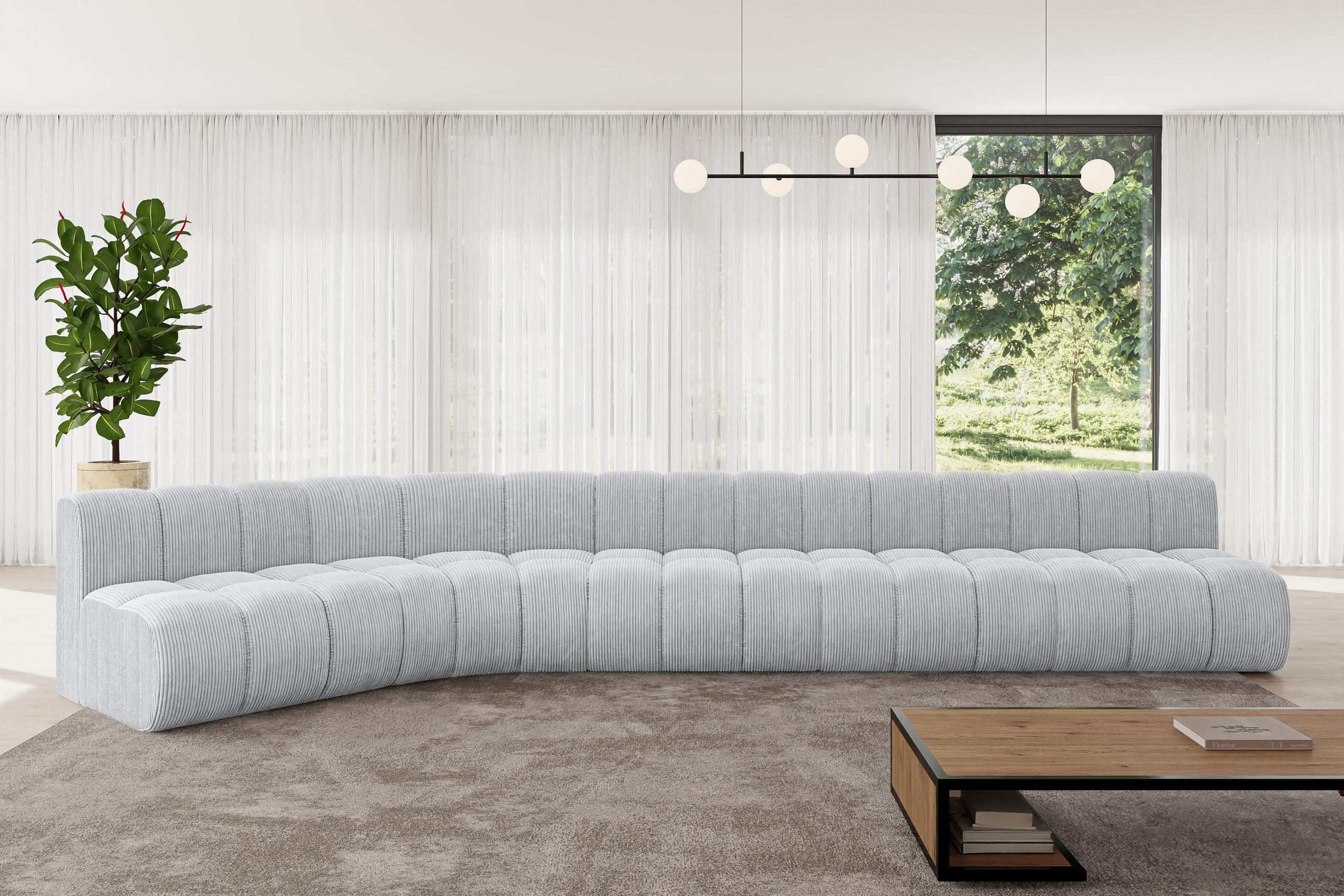 ECKSOFA modulares Sofa Montra-L3 - 472x174x70 cm Grau - Grau, Holzwerkstoff/Textil (472/174cm) - ALTDECOR