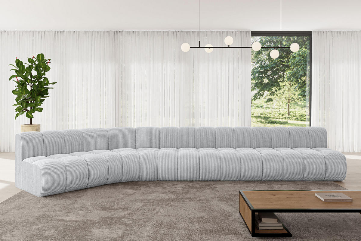 ECKSOFA modulares Sofa Montra-L3 - 472x174x70 cm Grau - Grau, Holzwerkstoff/Textil (472/174cm) - ALTDECOR