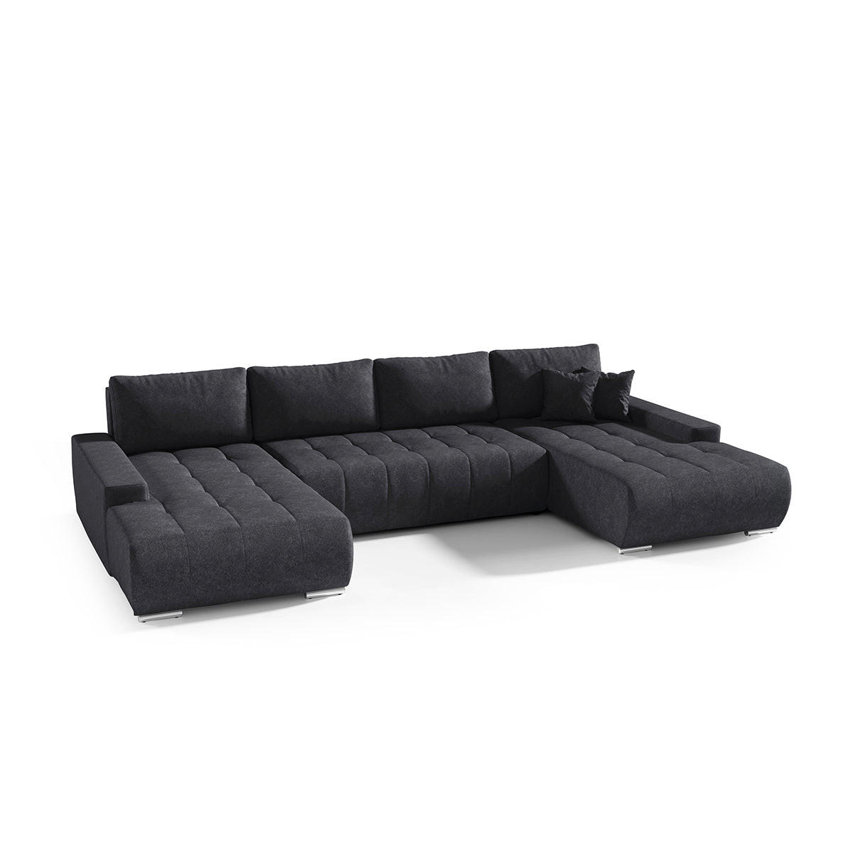 PANORAMASOFA Jonas 5 Sitzplätze Grau - Grau, Holzwerkstoff (350/85/185cm) - Petits-meubles