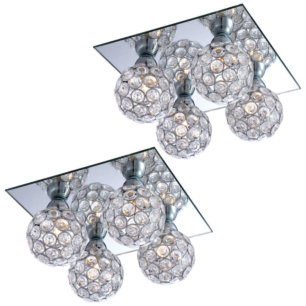 DECKENLEUCHTE Silber Acrylglas 2x - Silberfarben, Metall (23/23/13.2cm) - Globo Lighting