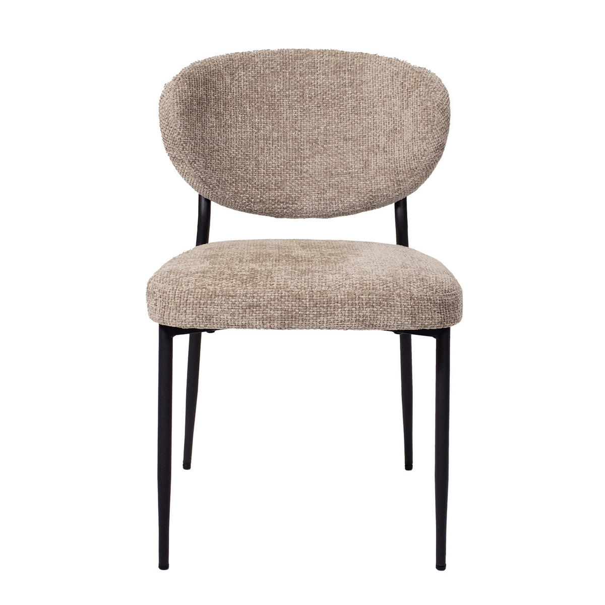 ESSZIMMERSTUHL 2er Set 2er Set aus Stoff, taupe - Taupe/Schwarz, Textil/Metall (57/80/58cm) - Giga Meubel