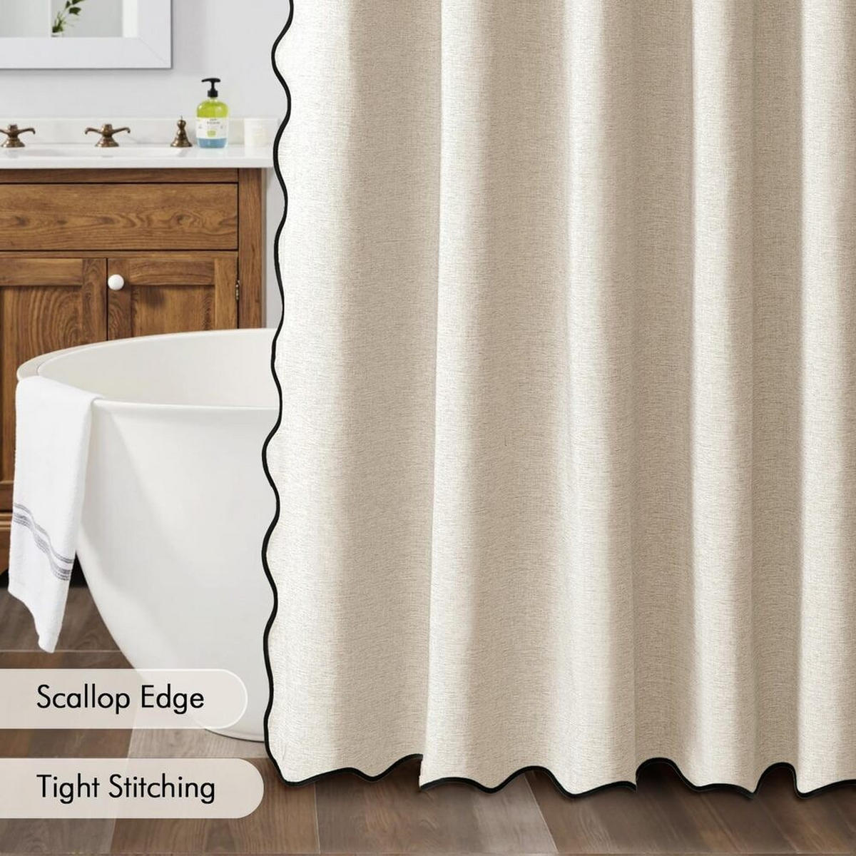 DUSCHVORHANG, beige, 200 x 180 cm, Leinenmaterial - Beige, Textil (180/200cm) - Weltevree