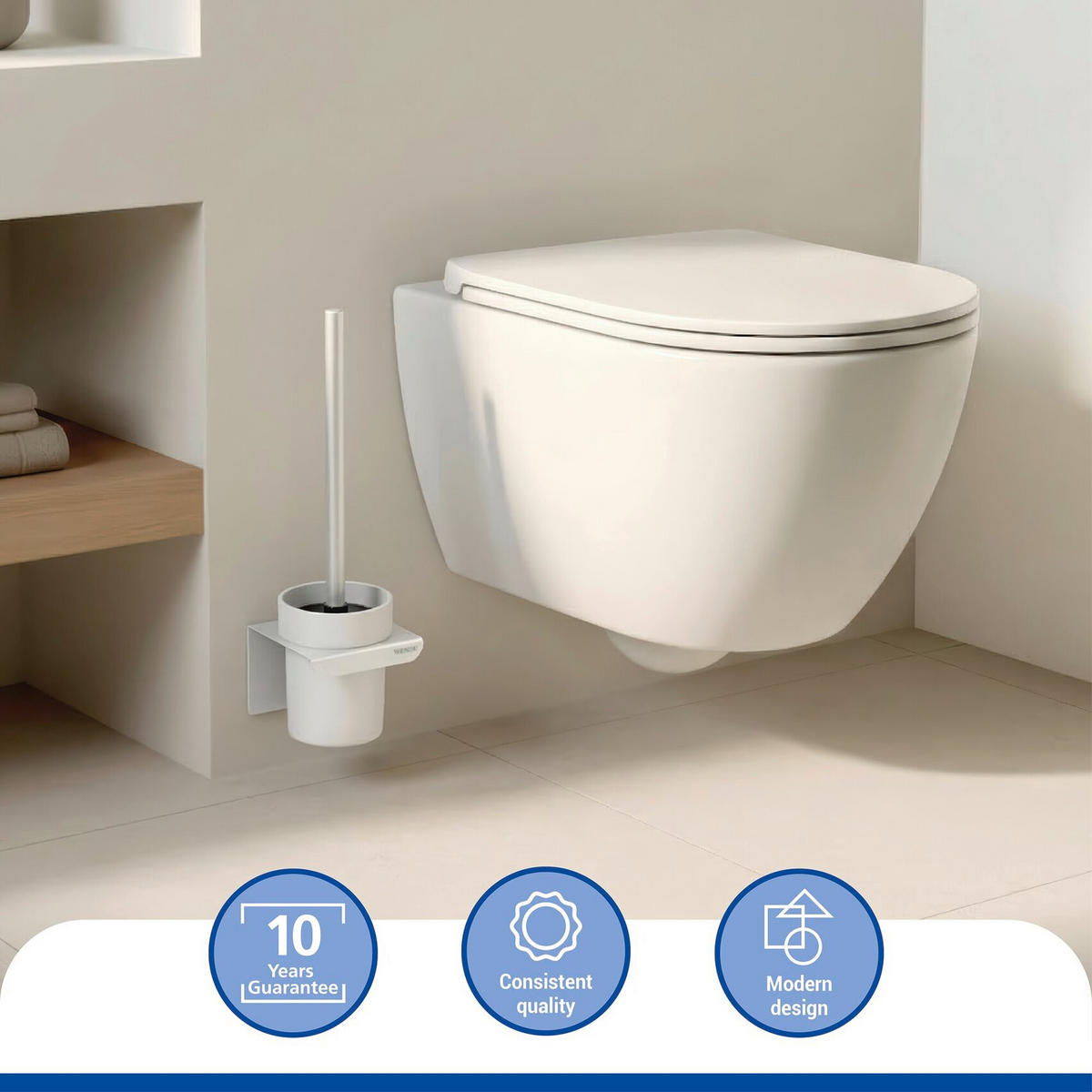 SILIKONBÜRSTE für die Toilette Lizan 10,5/10,5/35,5 cm - Weiß, Metall (10.5/35.5/10.5cm) - Wenko