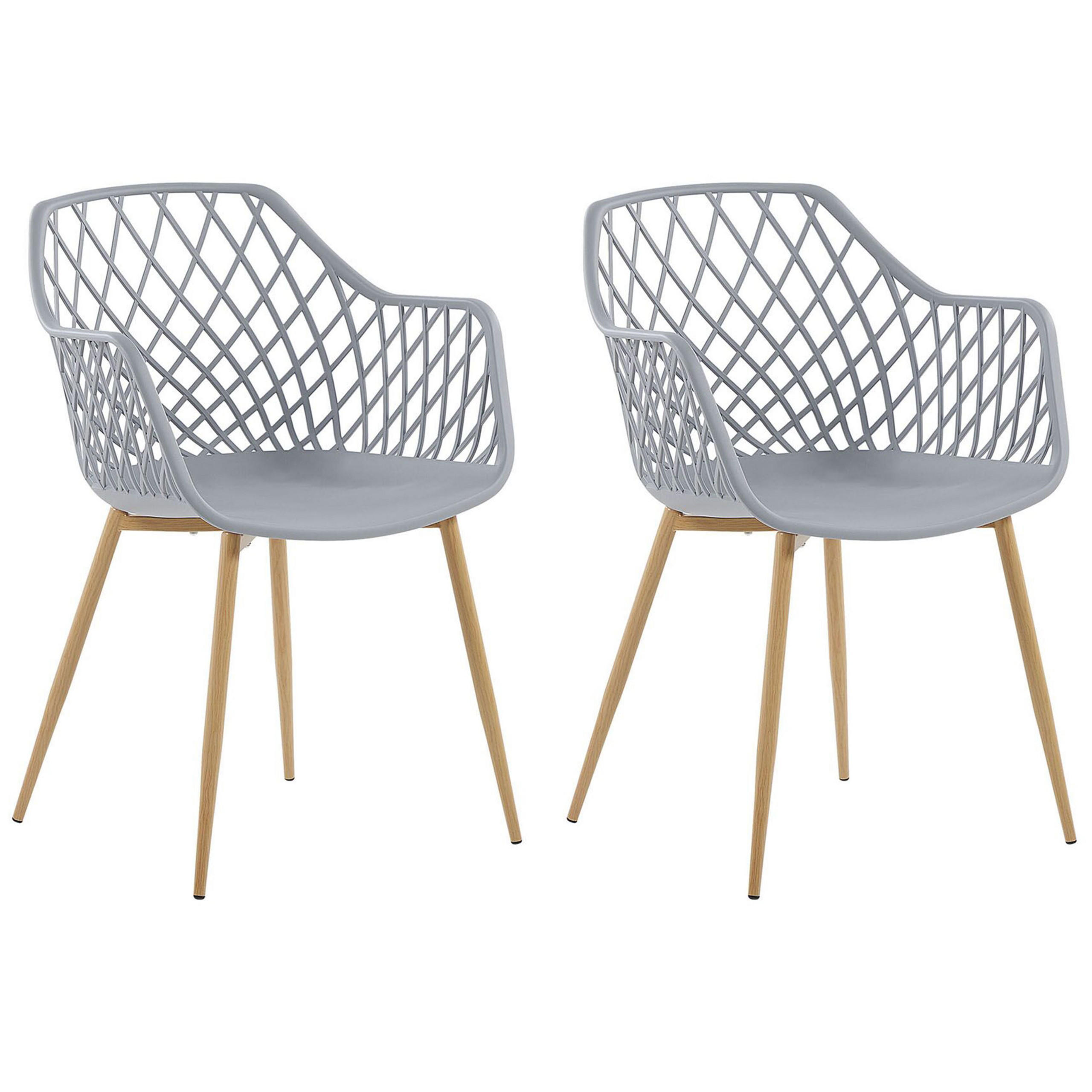 ESSZIMMERSTUHL 2er-Set Kunststoff Grau Nashua - Grau, Kunststoff/Metall (50/86/51cm) - Beliani