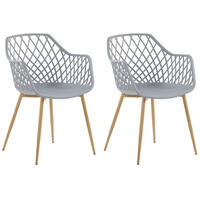 ESSZIMMERSTUHL 2er-Set Kunststoff Grau Nashua - Grau, Kunststoff/Metall (50/86/51cm) - Beliani
