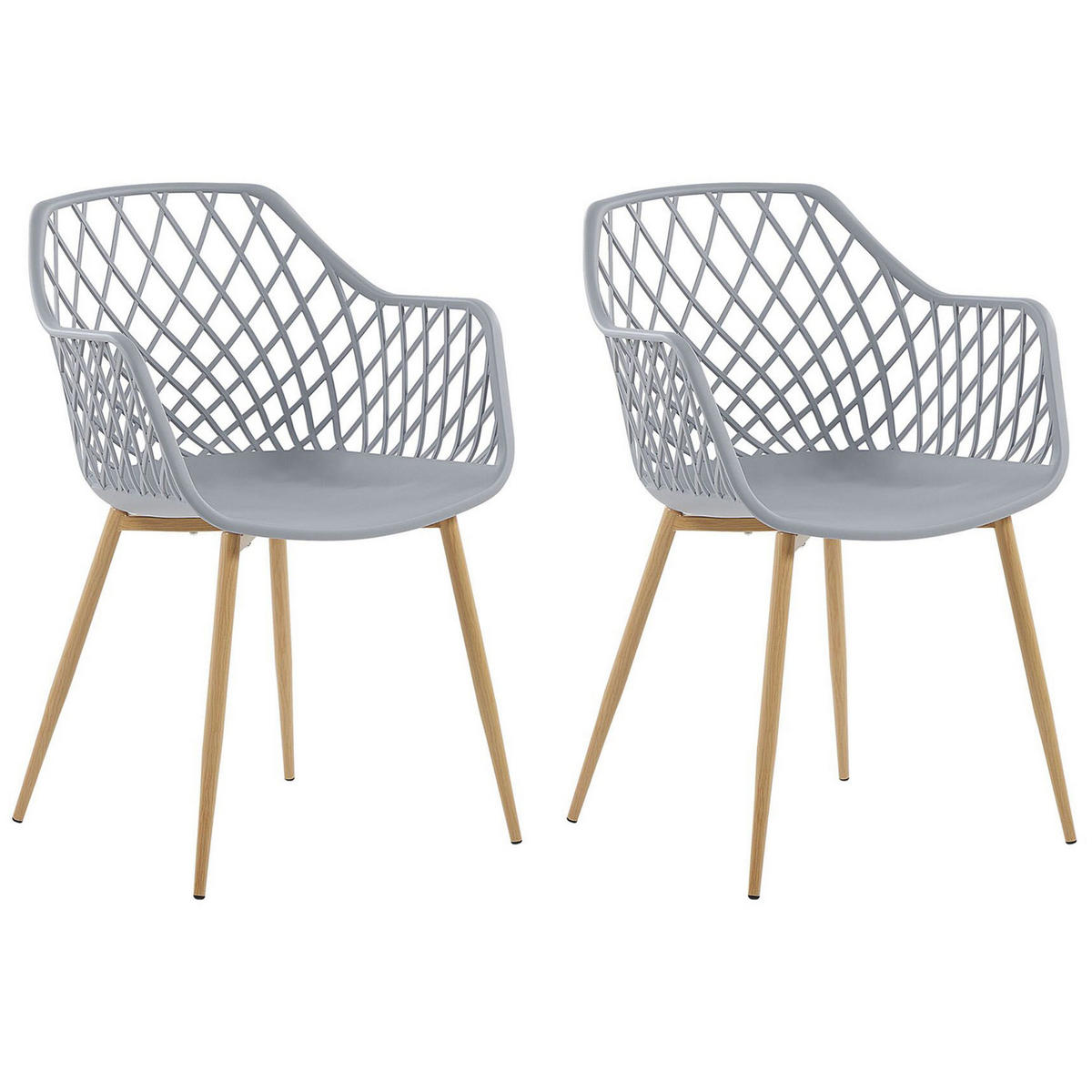 ESSZIMMERSTUHL 2er-Set Kunststoff Grau Nashua - Grau, Kunststoff/Metall (50/86/51cm) - Beliani